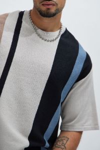 Zevon Knit Tee - Taupe/combo sold by Fashion Nova
