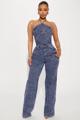 New Era Denim Jumpsuit - Purple sold by Fashion Nova