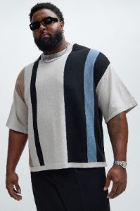 Zevon Knit Tee - Taupe/combo sold by Fashion Nova
