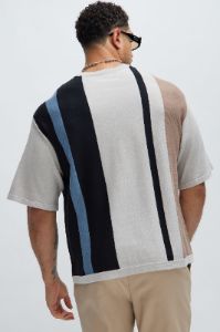 Zevon Knit Tee - Taupe/combo sold by Fashion Nova