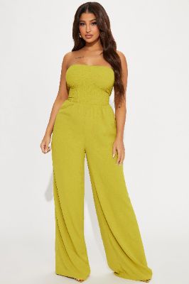 Mabel Smocked Jumpsuit - Chartreuse sold by Fashion Nova