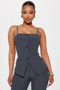 Back To Business Vest Pant Set - Grey sold by Fashion Nova