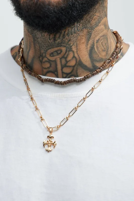 Don't Count Me Out Necklace Set - Gold/Brown sold by Fashion Nova