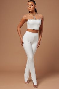Charlotte Bandage Pant - White sold by Fashion Nova