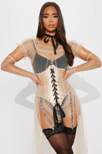 The Seductress 5 Piece Costume Set - Gold/combo sold by Fashion Nova