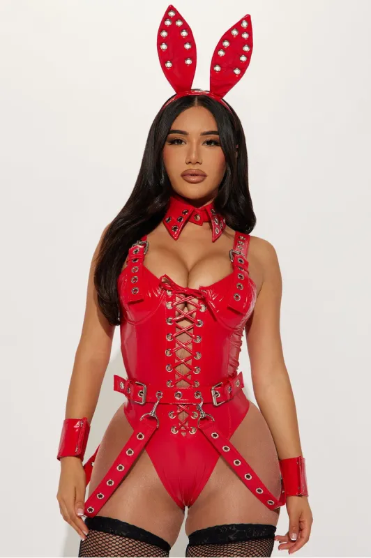 Bunny Bondage Baby 5 Piece Costume Set - Red sold by Fashion Nova