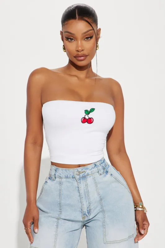 Cherry Moment Tube Top - White sold by Fashion Nova