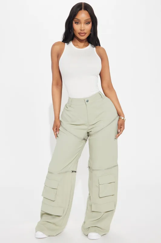 Zip It Wide Leg Pant - Sage sold by Fashion Nova