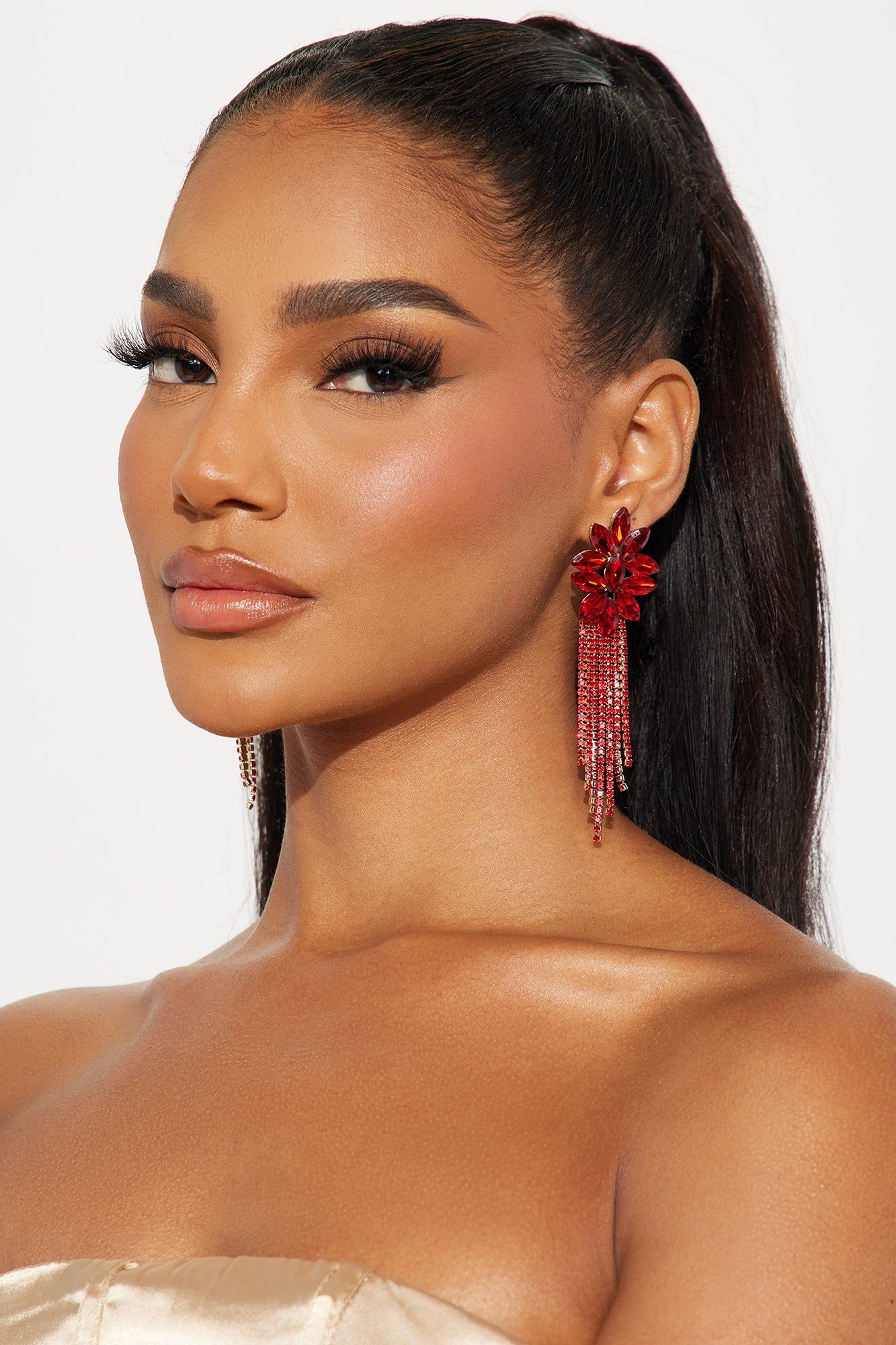 Look At Them Drop Earrings - Gold/Red sold by Fashion Nova product image thumbnail 2