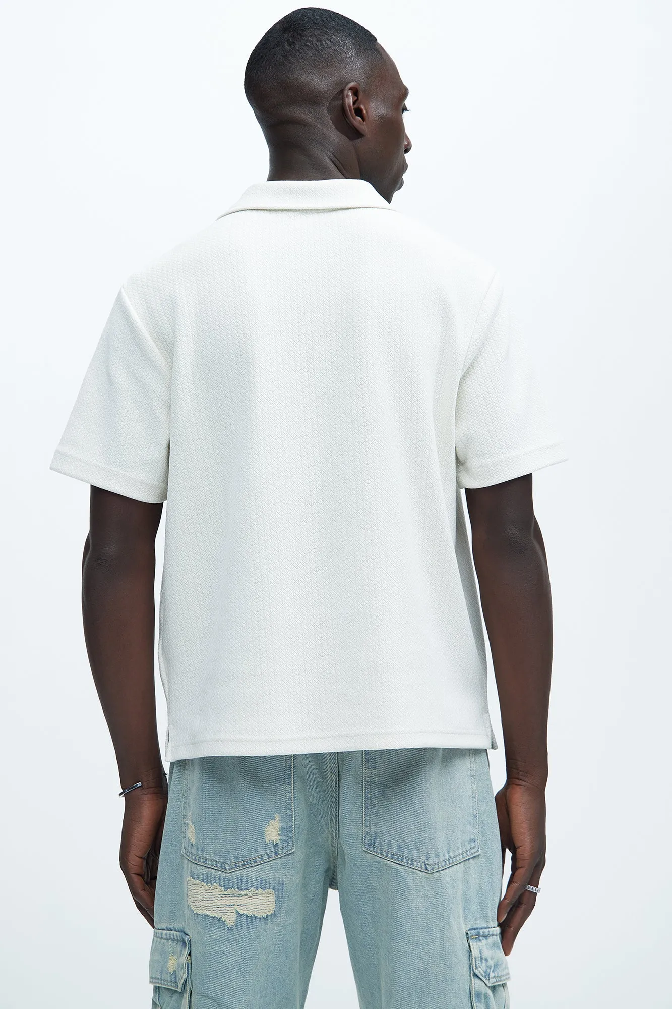 Dudley Textured Johnny Collar Shirt - Off White sold by Fashion Nova product image thumbnail 4