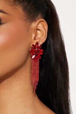 Look At Them Drop Earrings - Gold/Red sold by Fashion Nova
