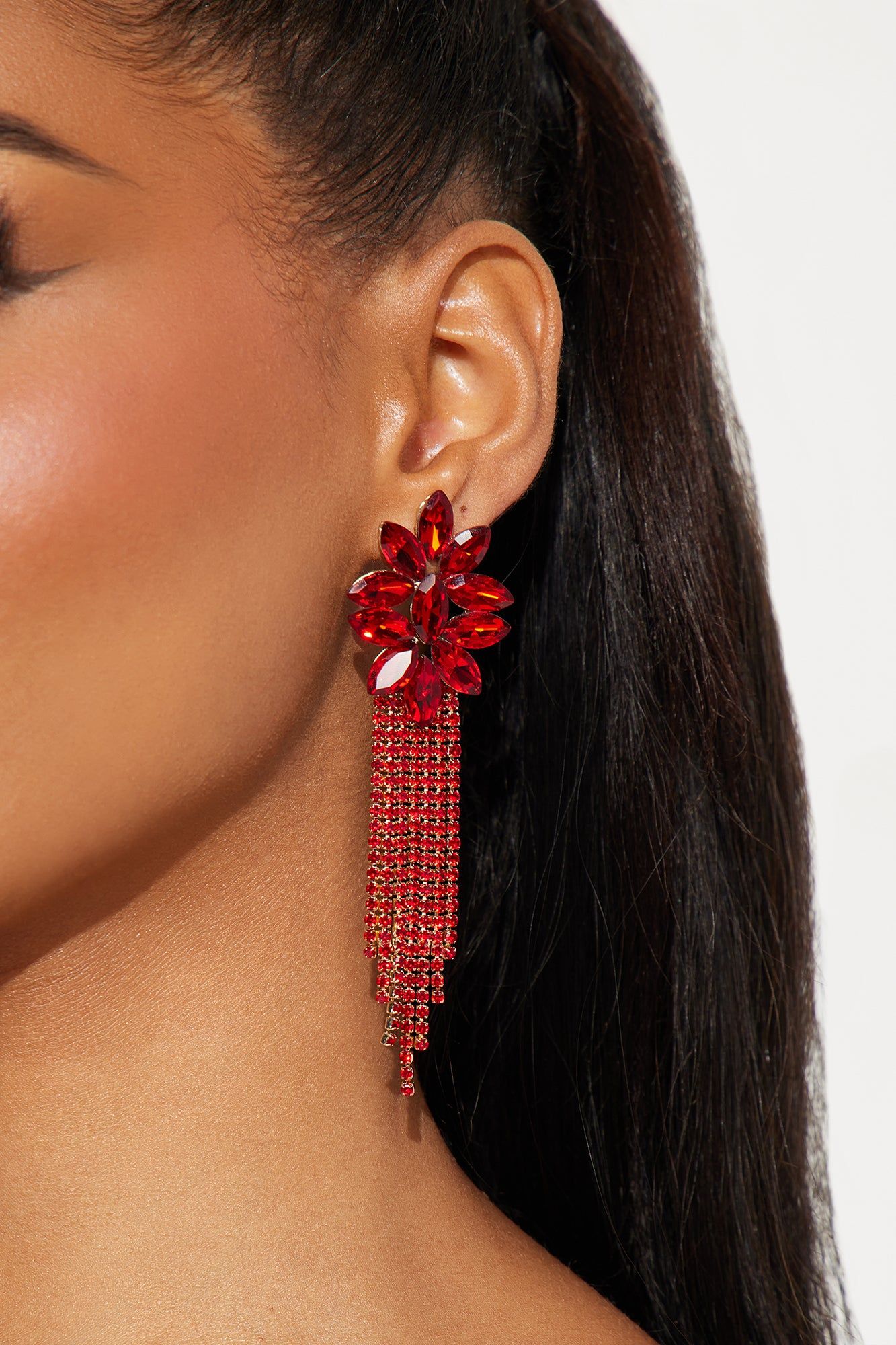Look At Them Drop Earrings - Gold/Red sold by Fashion Nova