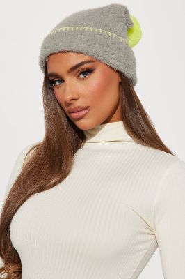 Best Style Pom Beanie - Grey sold by Fashion Nova