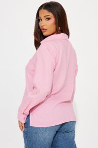 Ollie Linen Shirt - Pink sold by Fashion Nova