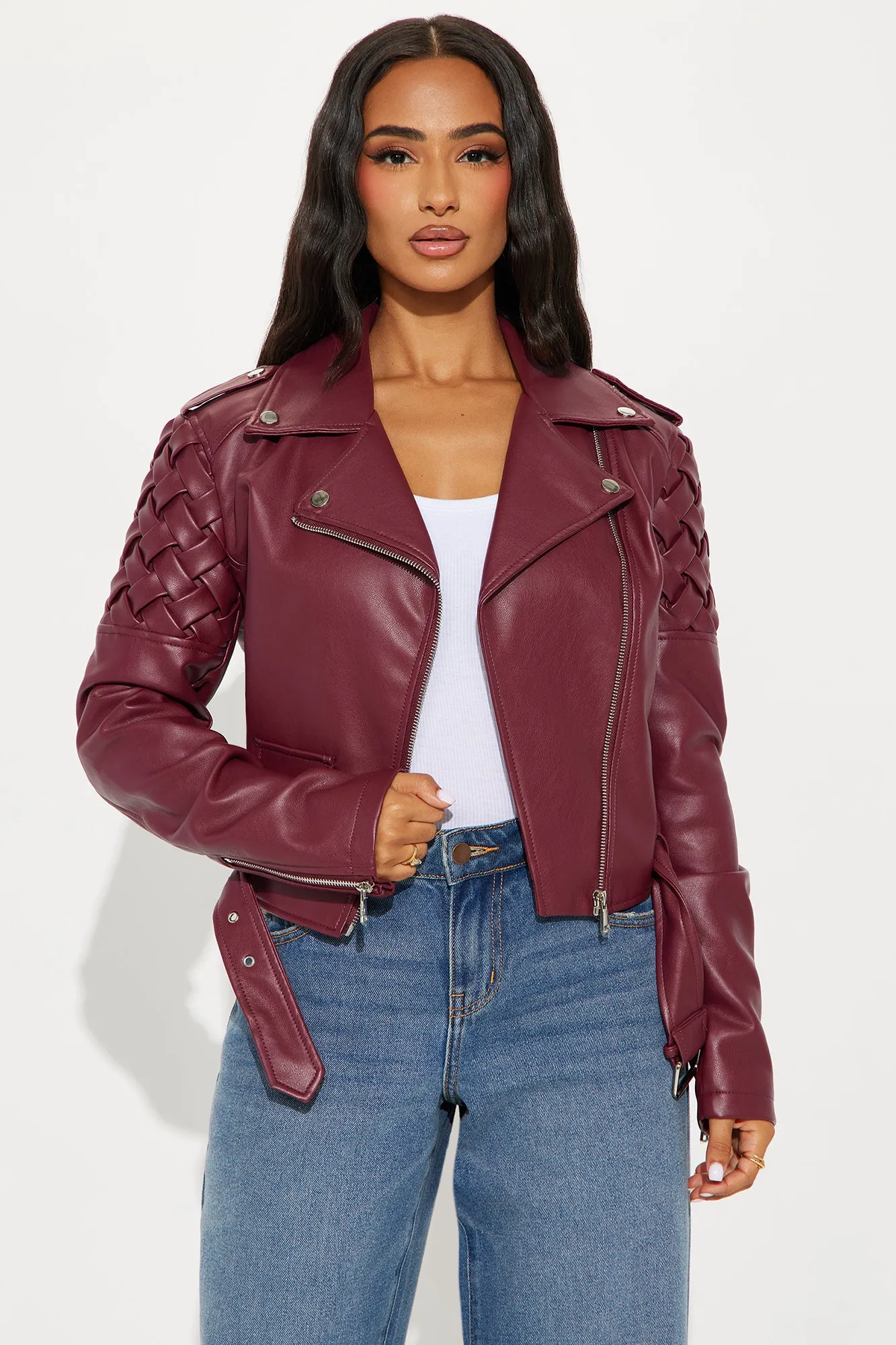 Such A Basket Case Moto Jacket - Burgundy sold by Fashion Nova product image thumbnail 2