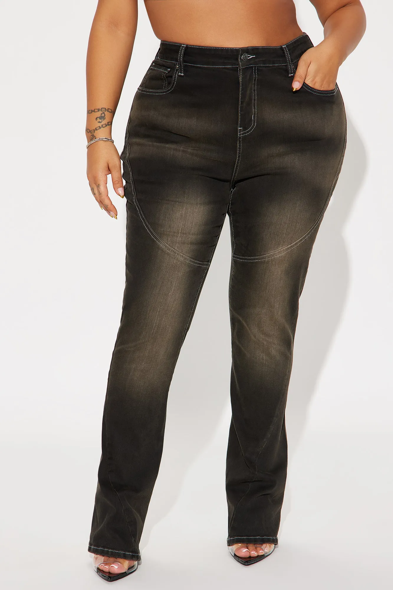 Seen Outside Tinted Bootcut Jeans - Black Wash sold by Fashion Nova product image thumbnail 5