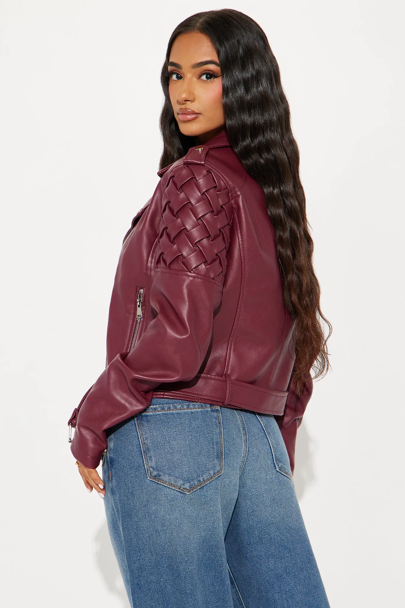 Such A Basket Case Moto Jacket - Burgundy sold by Fashion Nova product image thumbnail 4