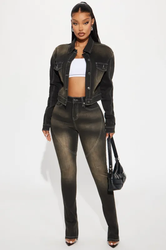 Seen Outside Tinted Bootcut Jeans - Black Wash sold by Fashion Nova