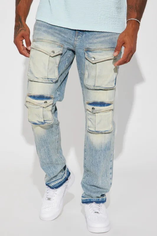 I've Got You Cargo Straight Jeans - Vintage Blue Wash sold by Fashion Nova