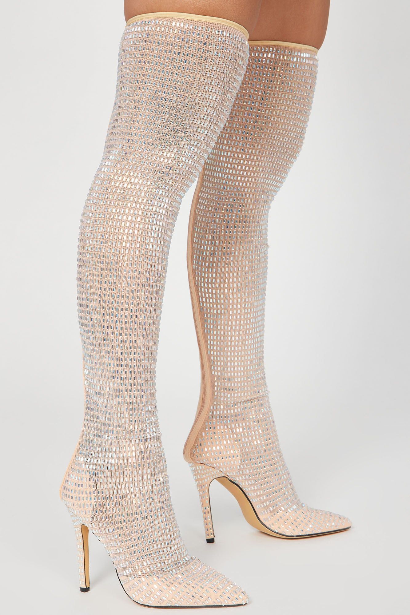Under The Disco Ball Over The Knee Heeled Boots - Nude sold by Fashion Nova product image thumbnail 3