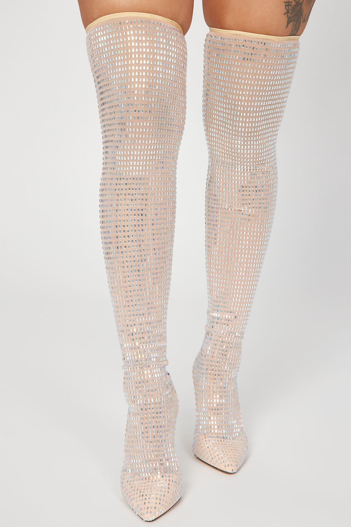 Under The Disco Ball Over The Knee Heeled Boots - Nude sold by Fashion Nova product image thumbnail 2