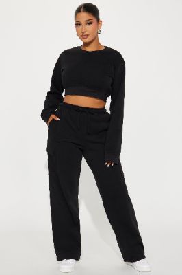Casually Cute Cargo Pant Set - Black sold by Fashion Nova