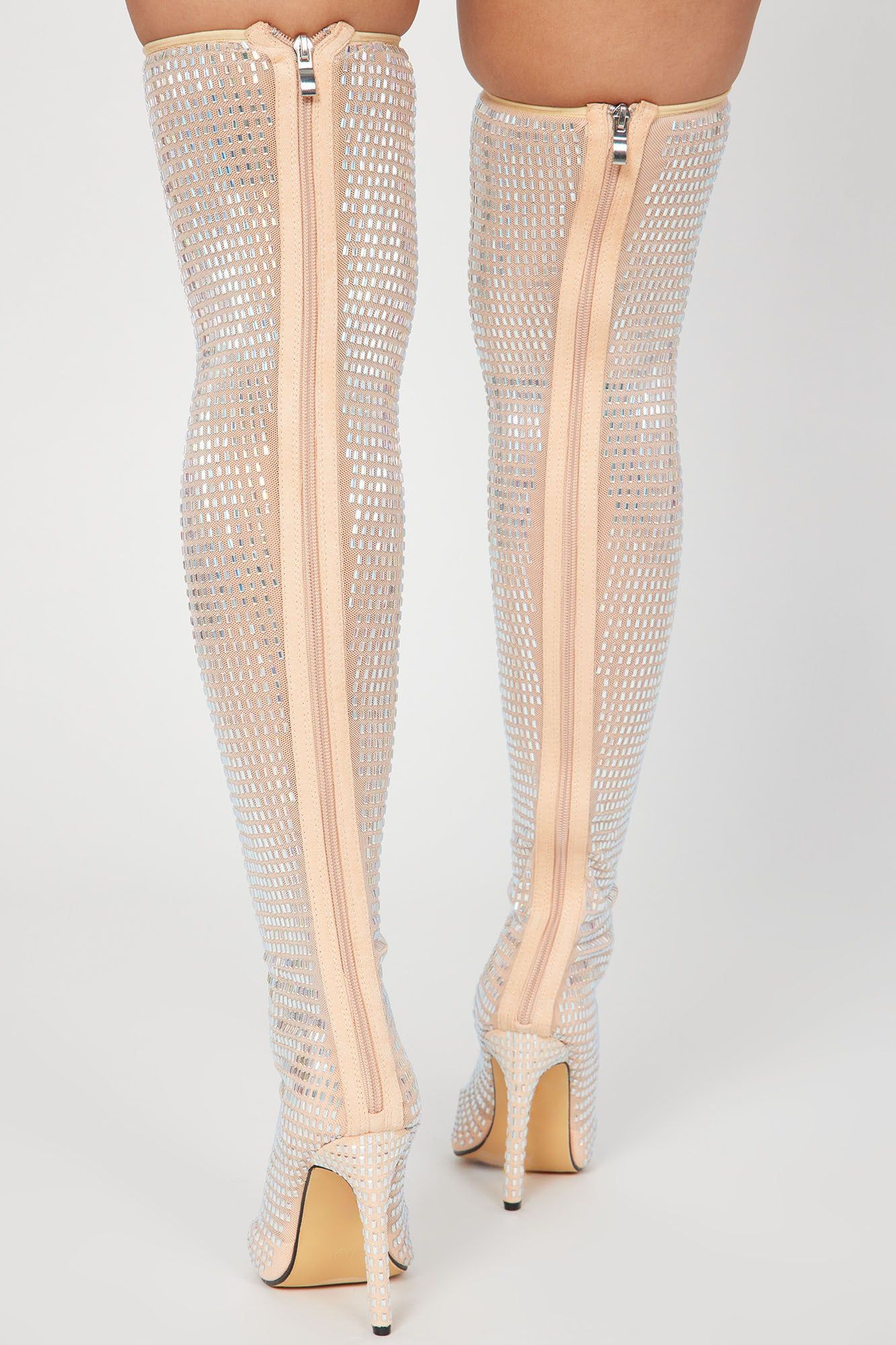 Under The Disco Ball Over The Knee Heeled Boots - Nude sold by Fashion Nova product image thumbnail 4