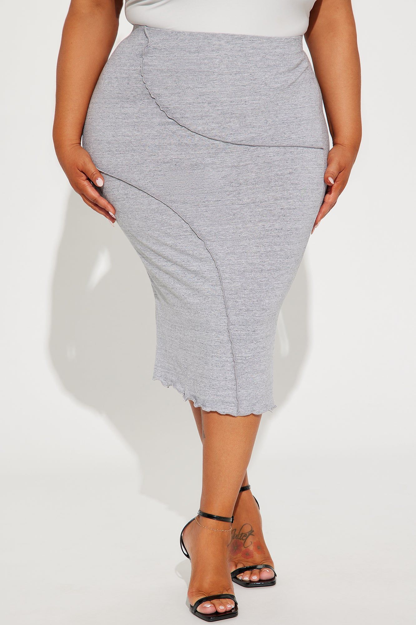 When You're Ready Midi Skirt - Heather Grey sold by Fashion Nova product image thumbnail 5