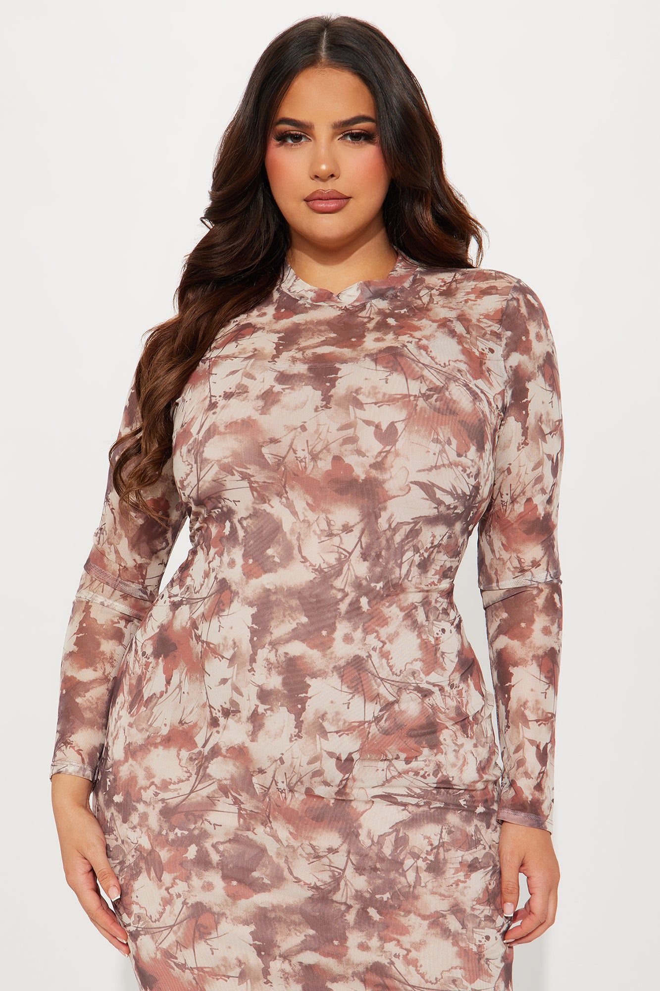 Marissa Mesh Maxi Dress - Brown Combo sold by Fashion Nova product image thumbnail 5