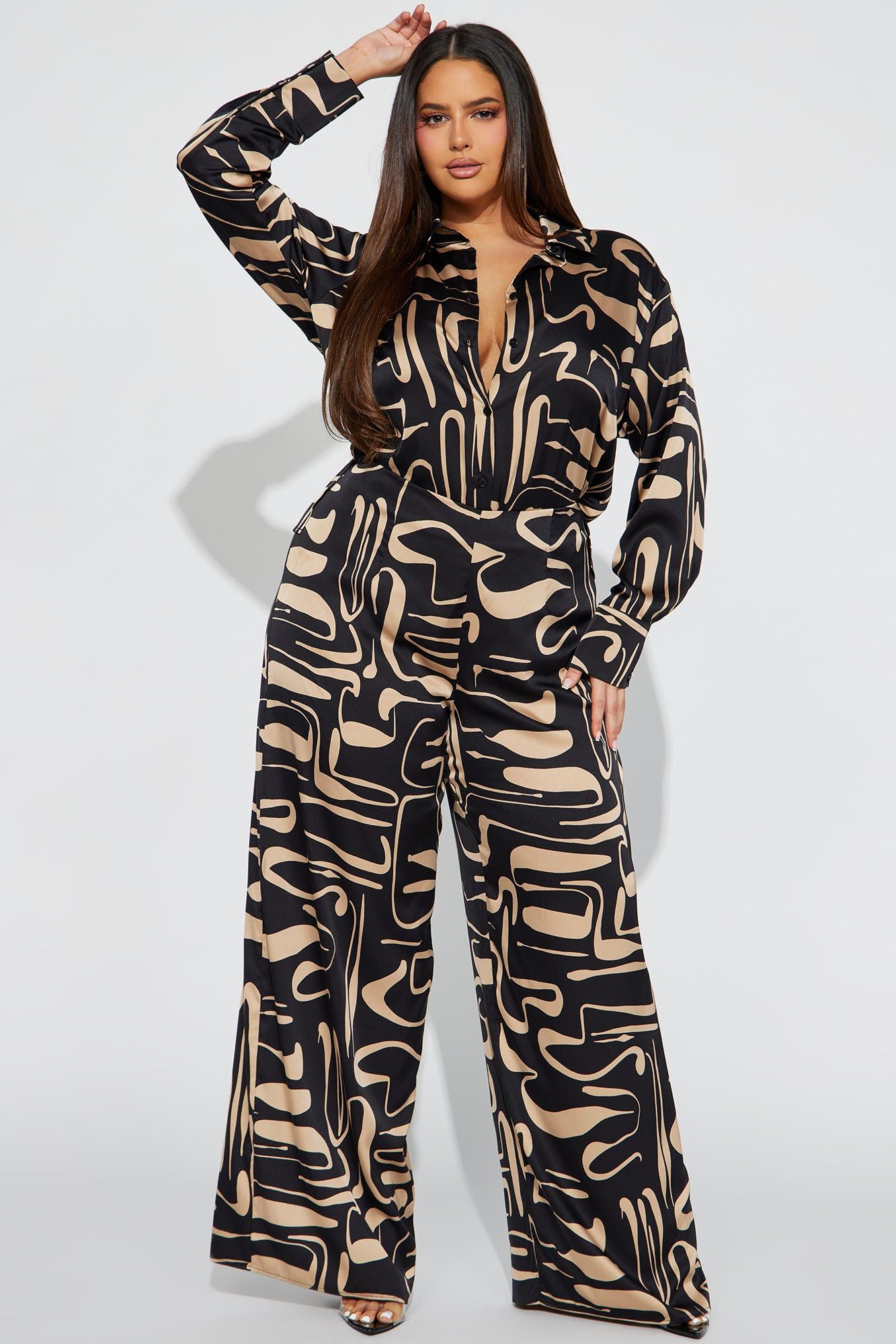 Pure Love Satin Pant Set - Brown Combo sold by Fashion Nova product image thumbnail 4