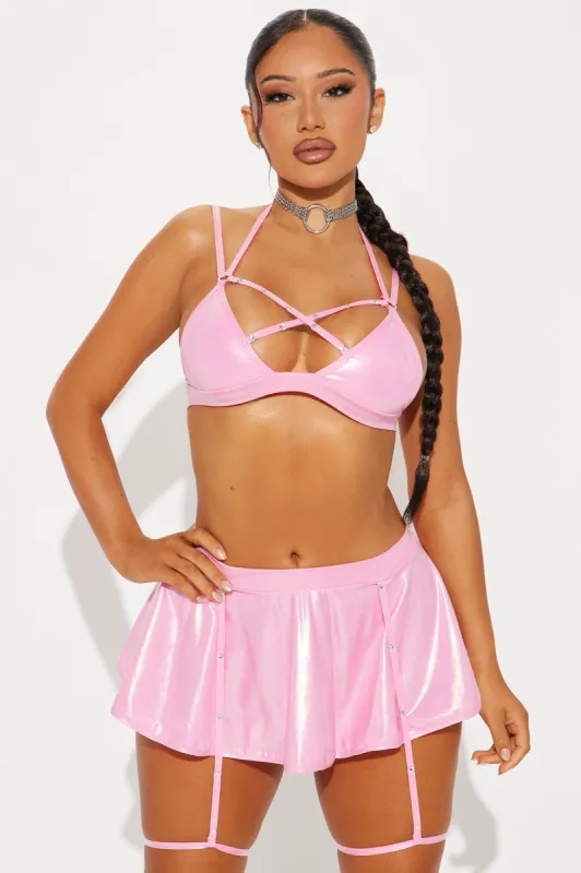 One Beat At A Time Holographic Strappy Dance Set - Pink sold by Fashion Nova