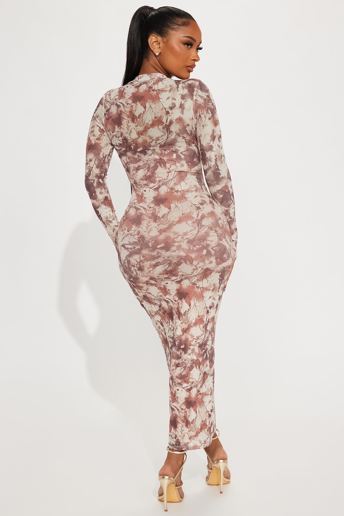 Marissa Mesh Maxi Dress - Brown Combo sold by Fashion Nova product image thumbnail 3