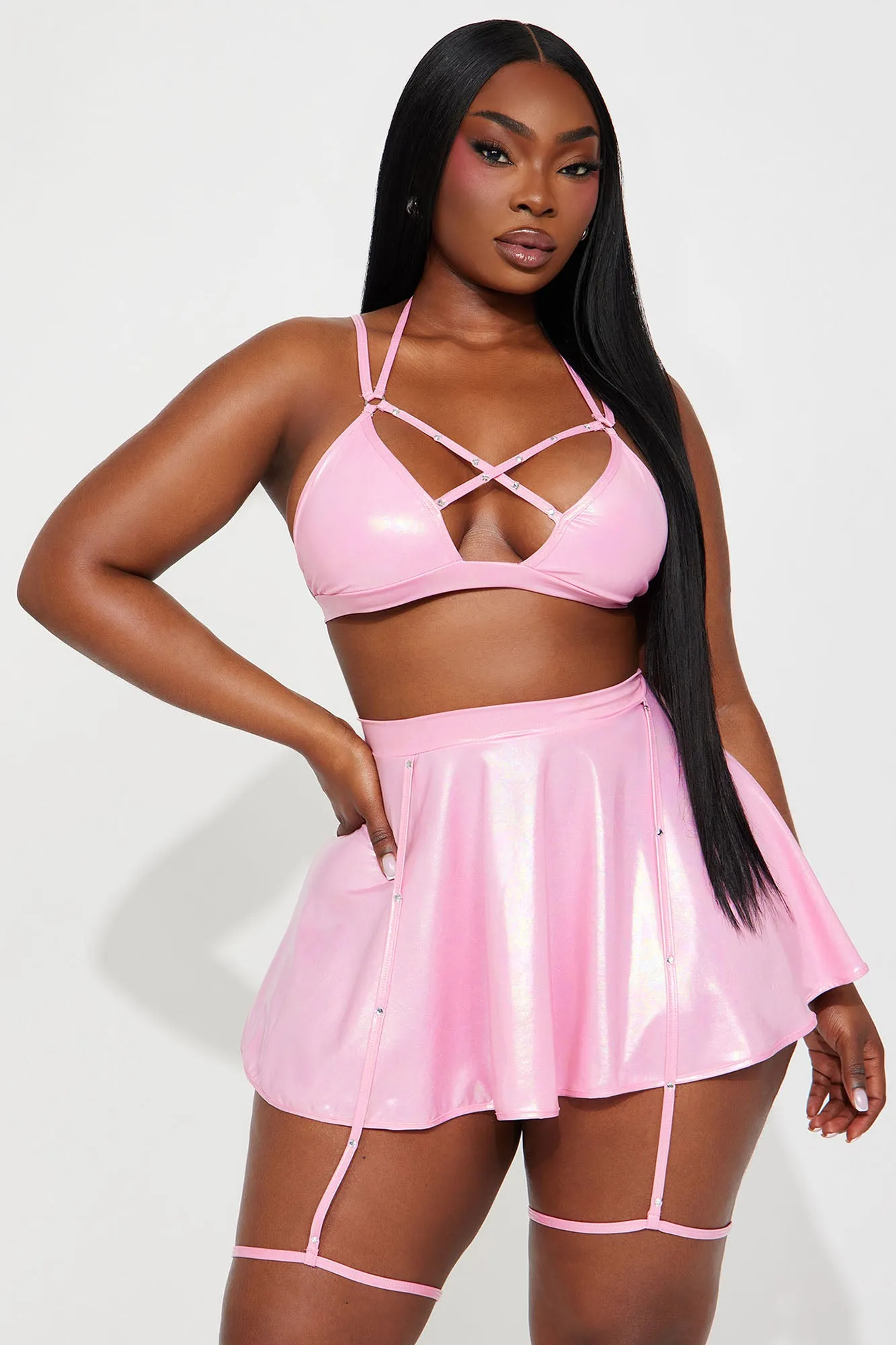 One Beat At A Time Holographic Strappy Dance Set - Pink sold by Fashion Nova product image thumbnail 4