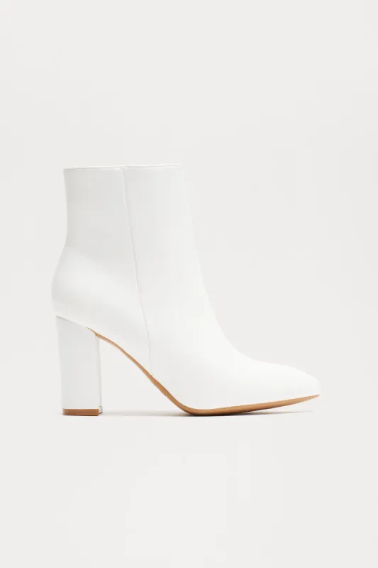 Niles Heeled Booties - White sold by Fashion Nova