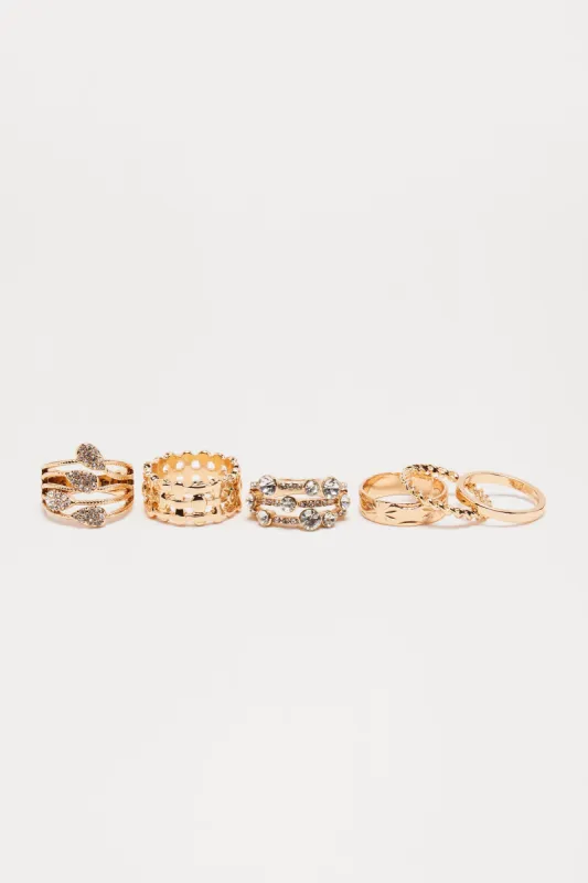 Countless Memories 6 Piece Ring Set - Gold sold by Fashion Nova