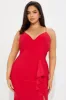 Hailey Ruffle Slit Gown - Red sold by Fashion Nova