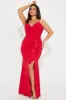 Hailey Ruffle Slit Gown - Red sold by Fashion Nova