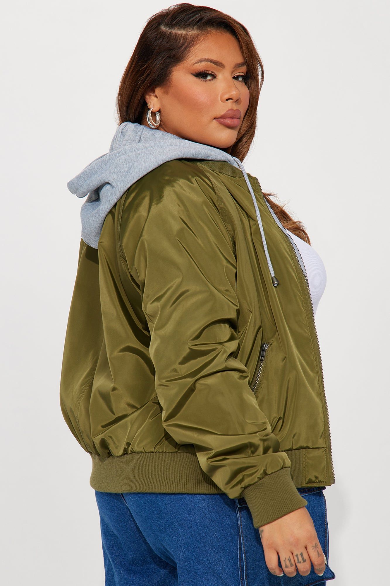 Like No Other Hoodie Bomber Jacket - Olive sold by Fashion Nova product image thumbnail 6