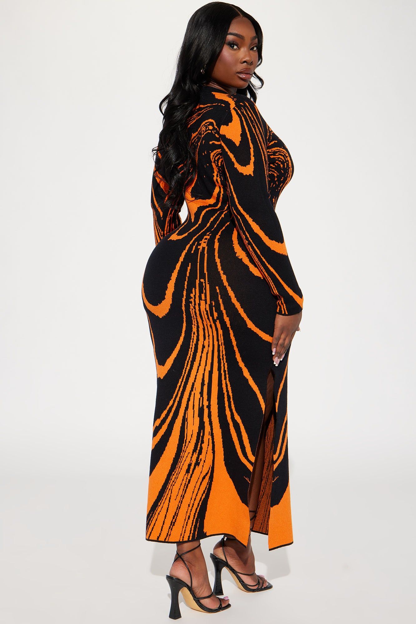 Amara Abstract Sweater Maxi Dress - Orange/combo sold by Fashion Nova product image thumbnail 6