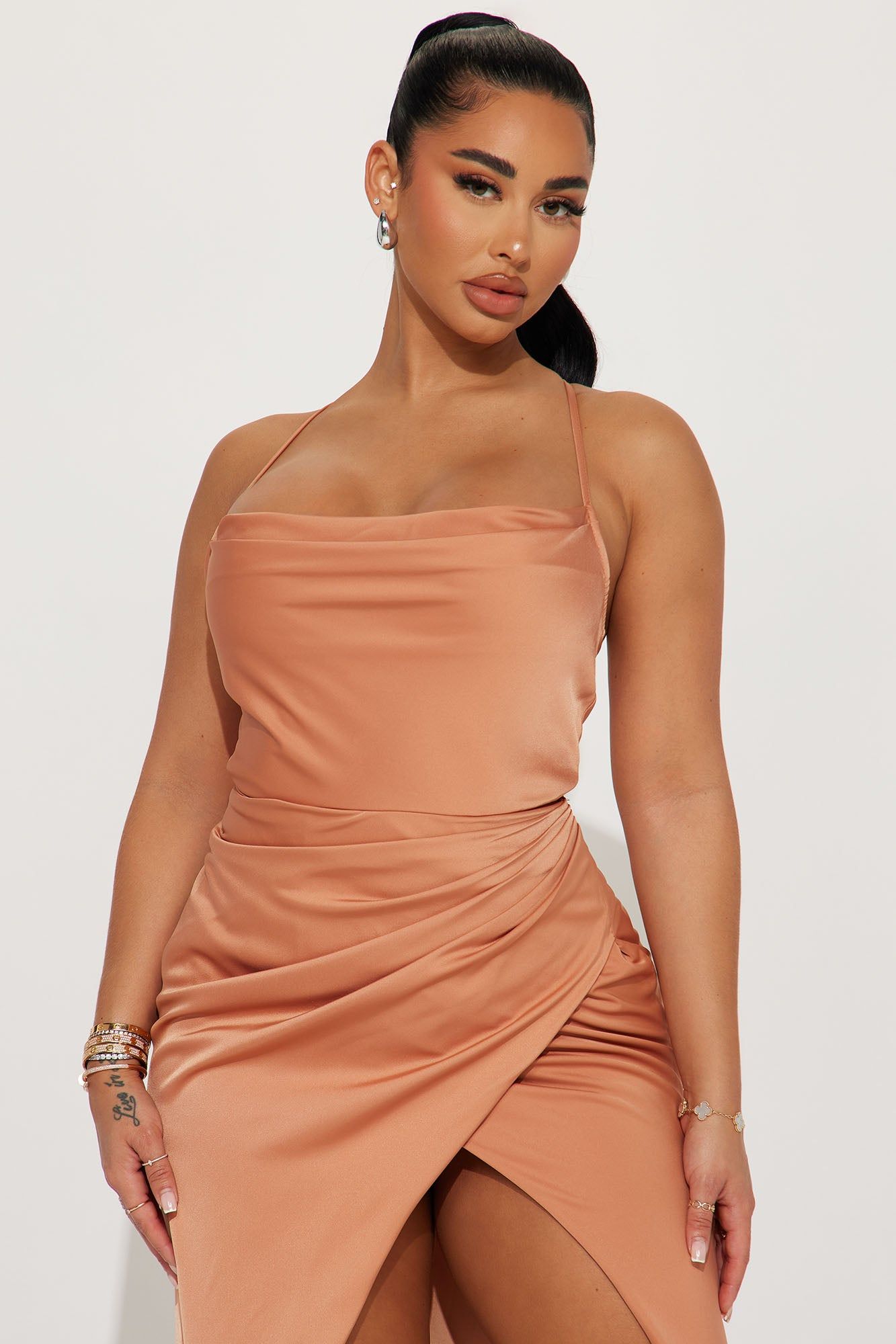 Cali Satin Gown - Cognac sold by Fashion Nova product image thumbnail 2