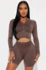 Hiking Buddy Washed Seamless Active Set - Chocolate sold by Fashion Nova
