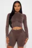 Hiking Buddy Washed Seamless Active Set - Chocolate sold by Fashion Nova