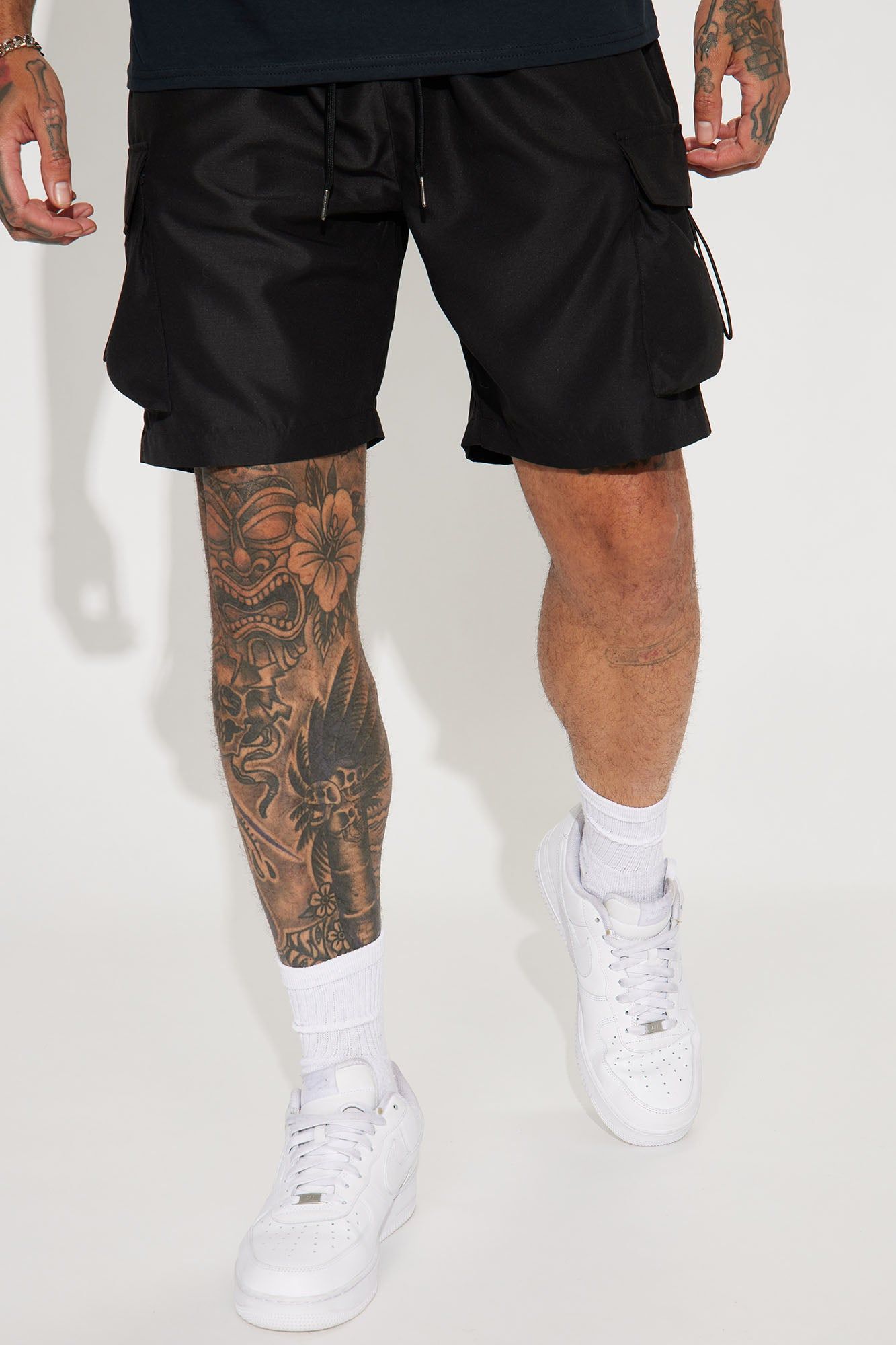 Keep It Coming Cargo Nylon Shorts - Black sold by Fashion Nova