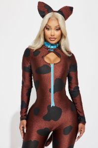 Solving Mysteries Pup Jumpsuit 3 Piece Costume Set - Brown/combo sold by Fashion Nova