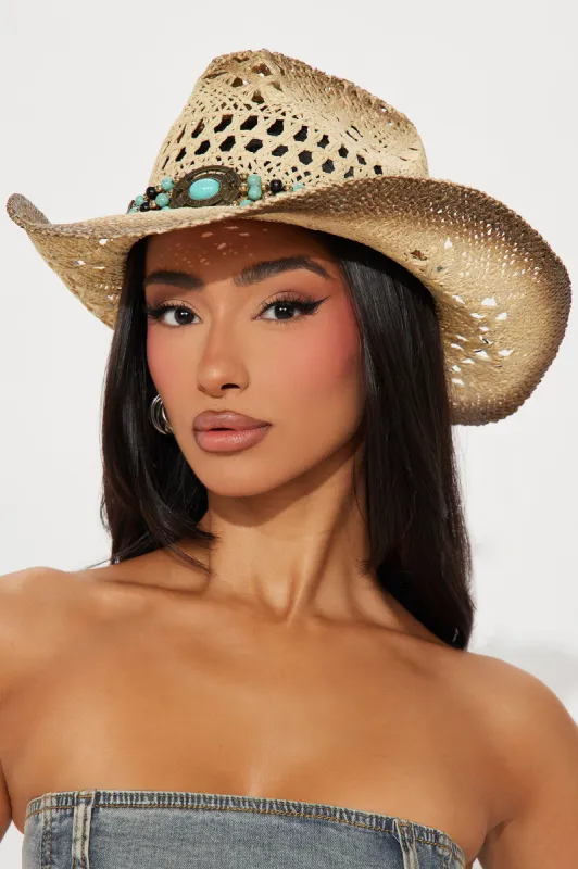 Over The Horizon Cowboy Hat - Natural/Combo sold by Fashion Nova
