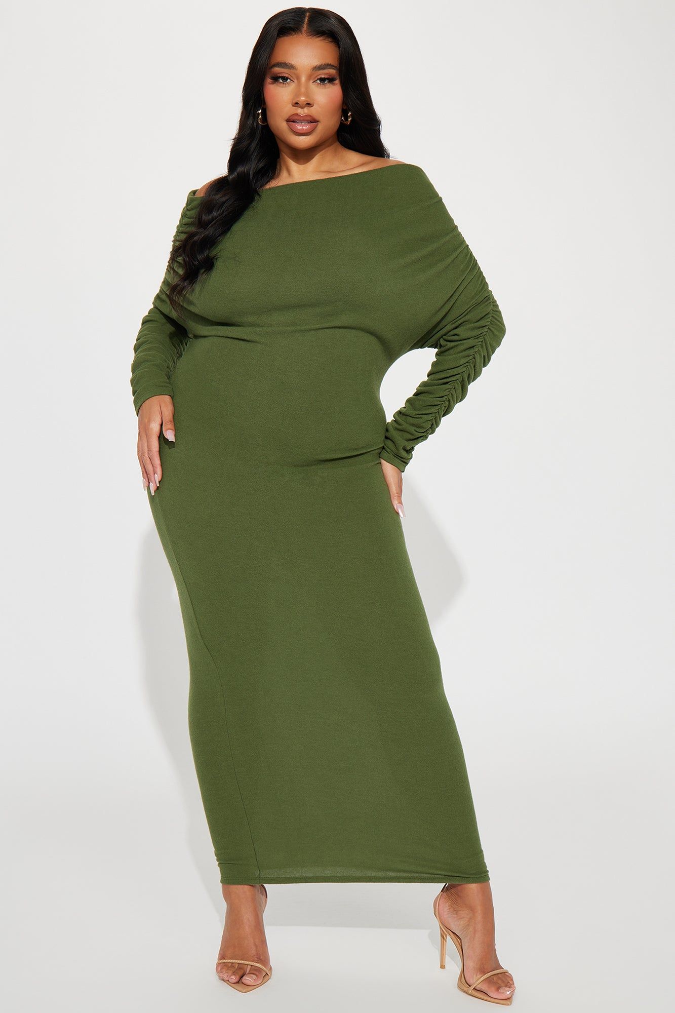 Yasmine Off Shoulder Sweater Maxi Dress - Green sold by Fashion Nova product image thumbnail 4