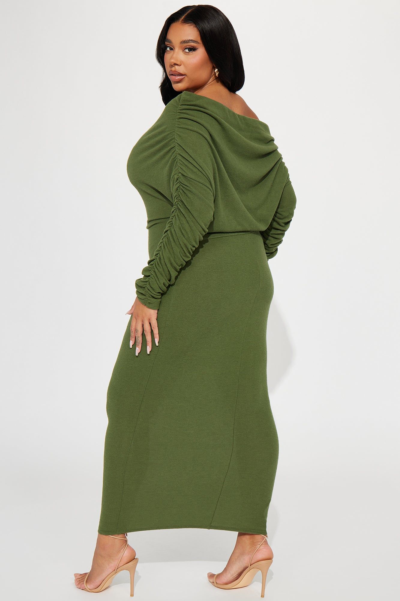Yasmine Off Shoulder Sweater Maxi Dress - Green sold by Fashion Nova product image thumbnail 6