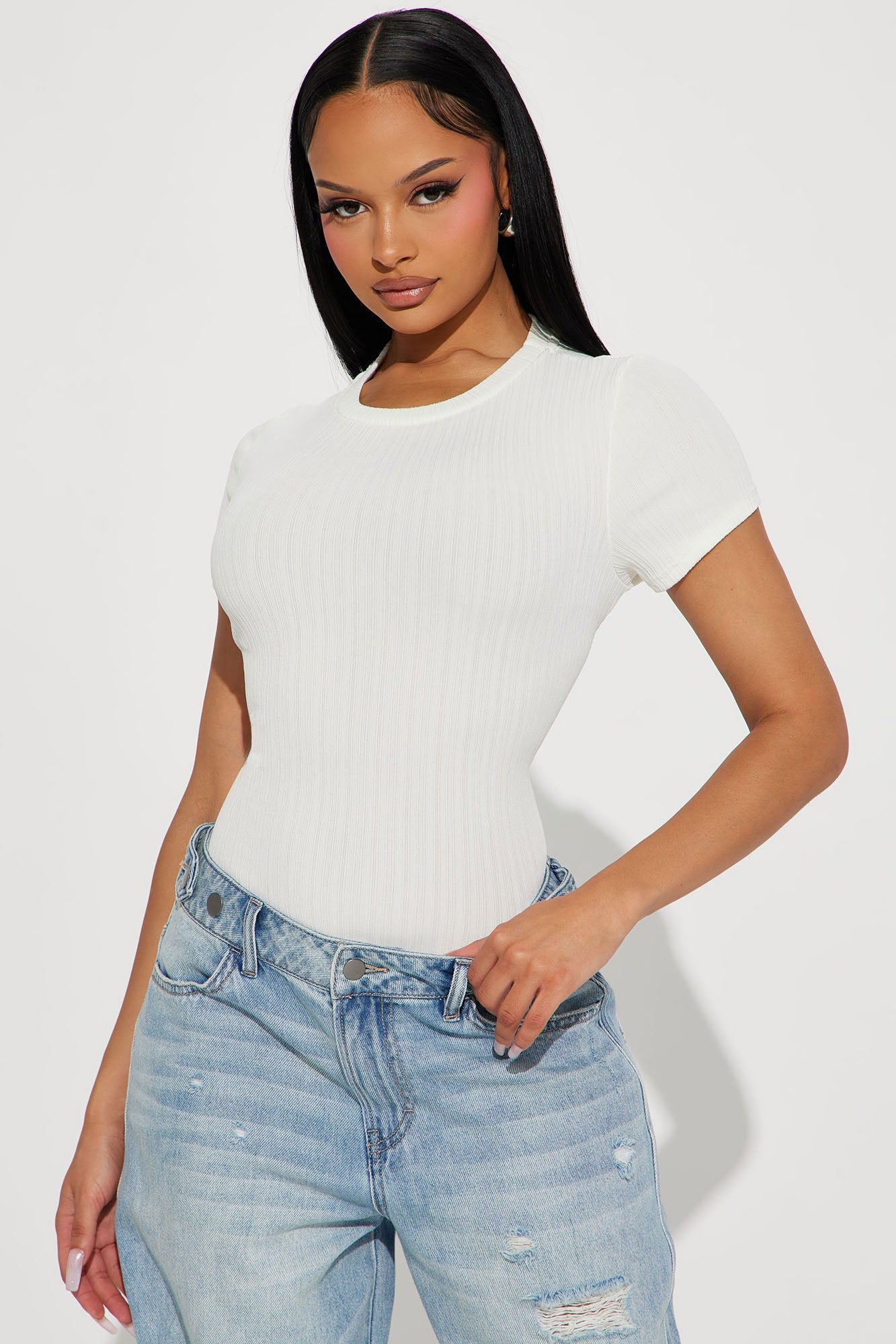 Do It Better Ribbed Bodysuit - Off White sold by Fashion Nova product image thumbnail 3