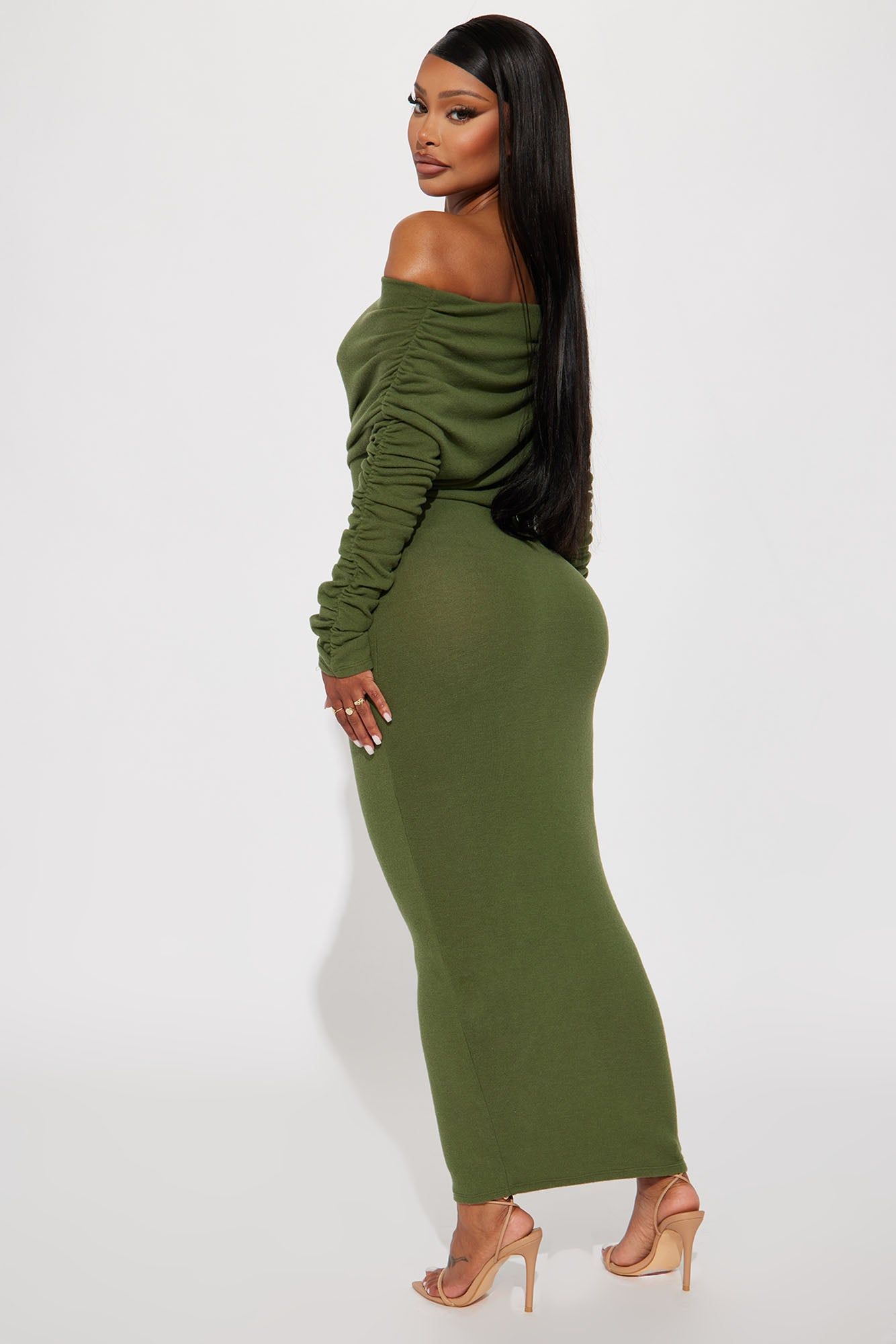 Yasmine Off Shoulder Sweater Maxi Dress - Green sold by Fashion Nova product image thumbnail 3