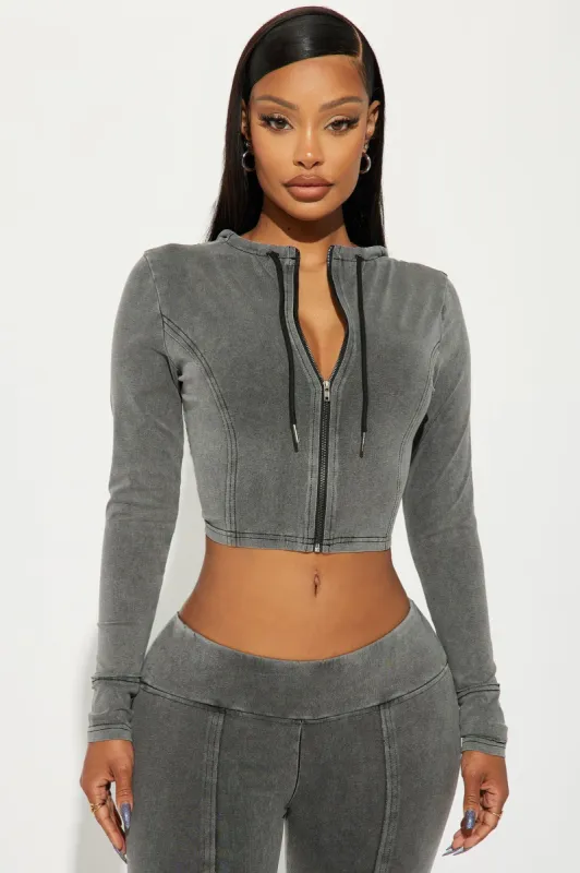 Lianna Zip Up Lounge Hoodie - Grey made by Fashion Nova